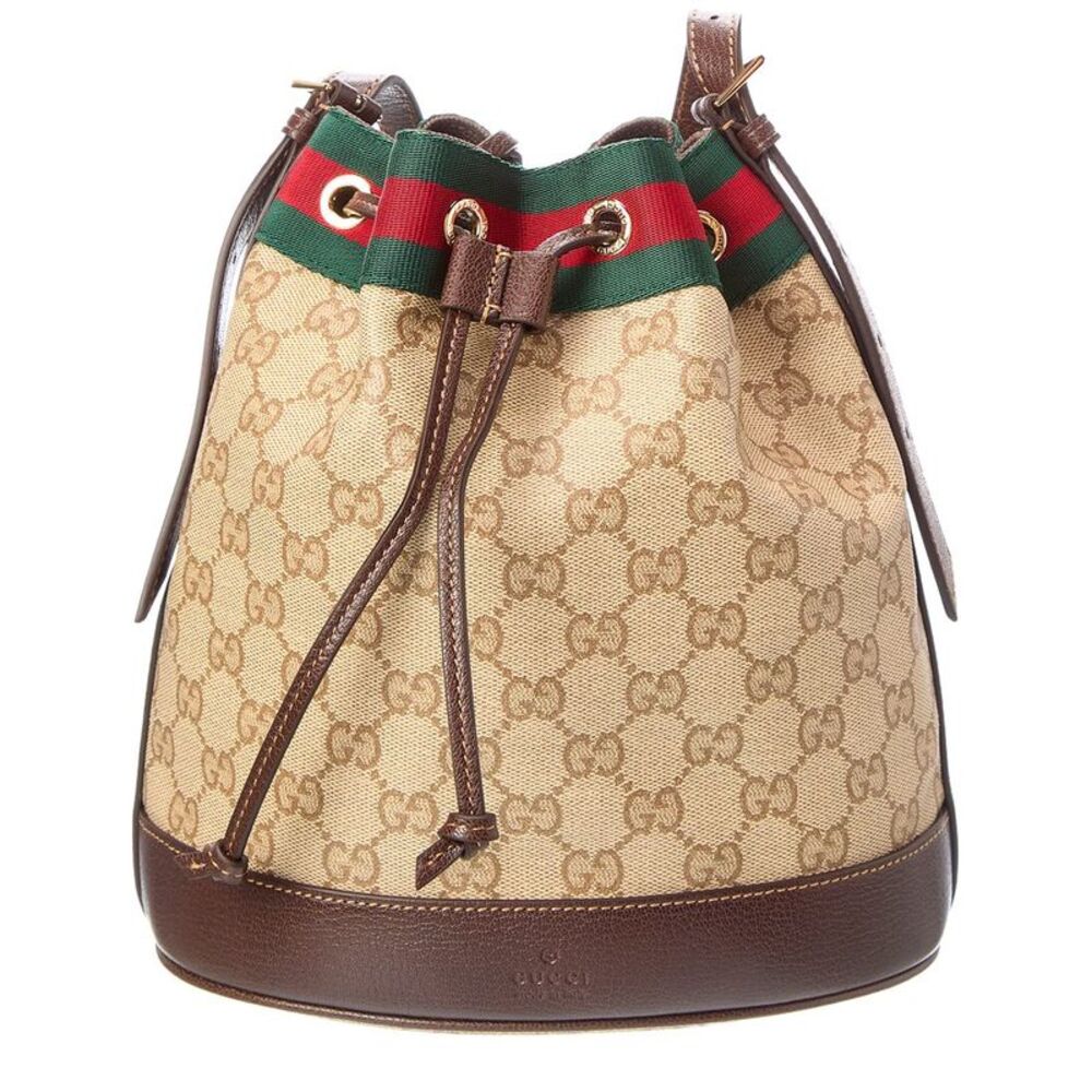 Gucci Venice Small Gg Coated Canvas & Leather Bucket Bag, Brown